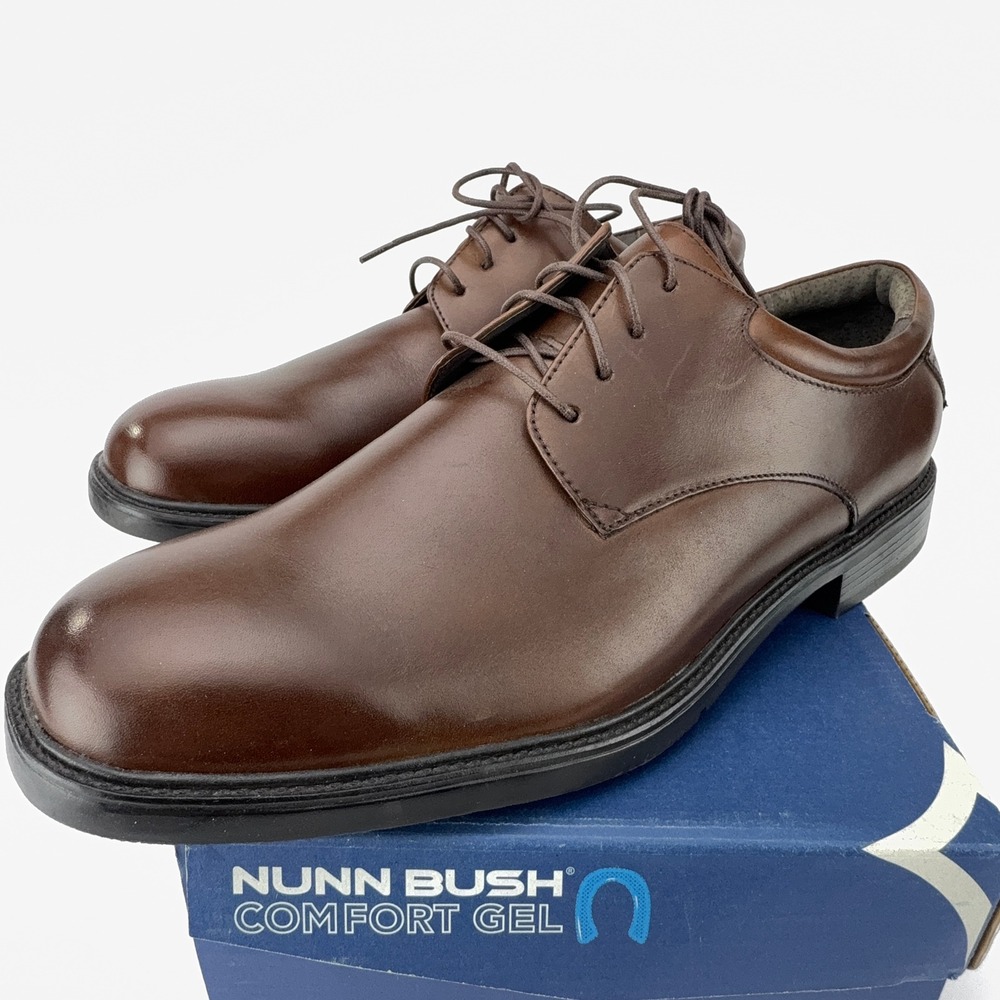 Nunn Bush Maury Brown Leather Plain Toe Oxford Shoes Mens 12M NIB